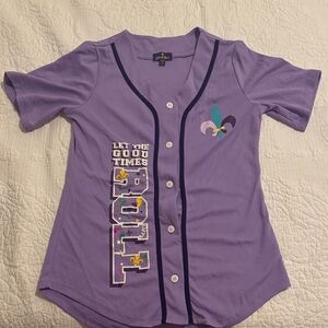 Purple Shirt with Graphic Design Mardi Gras Jersey style